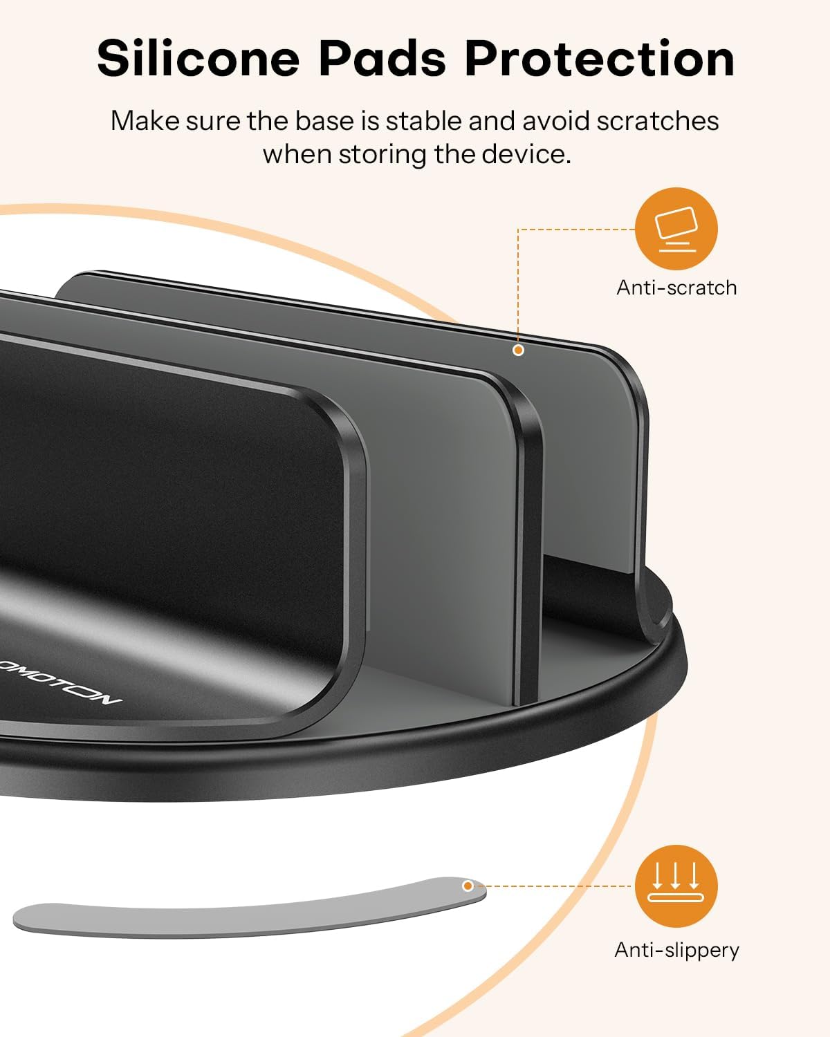 OMOTON 360° Rotating Vertical Laptop Stand Holder, Aluminum Dual-Slot Desk Organizer for MacBook & iPad, Sides Knob Adjustment (No Lost Screws), Holds Laptop, Tablet, Book & Keyboa thumbnail 4