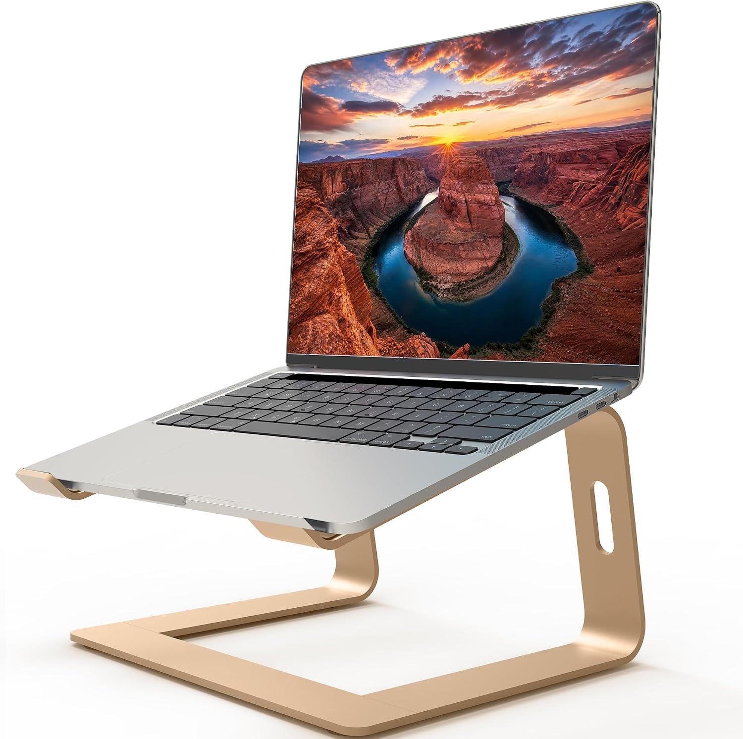 Orionstar Laptop Stand Aluminum Laptop Riser Compatible with Apple Mac MacBook Air Pro 10 to 15.6 Inch Notebook Computer, Ergonomic Elevator Holder (Glod)