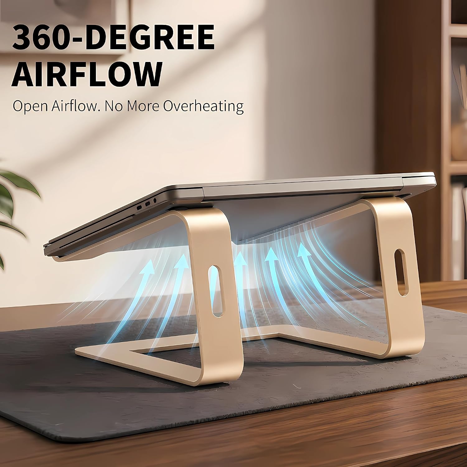 Orionstar Laptop Stand Aluminum Laptop Riser Compatible with Apple Mac MacBook Air Pro 10 to 15.6 Inch Notebook Computer, Ergonomic Elevator Holder (Glod)