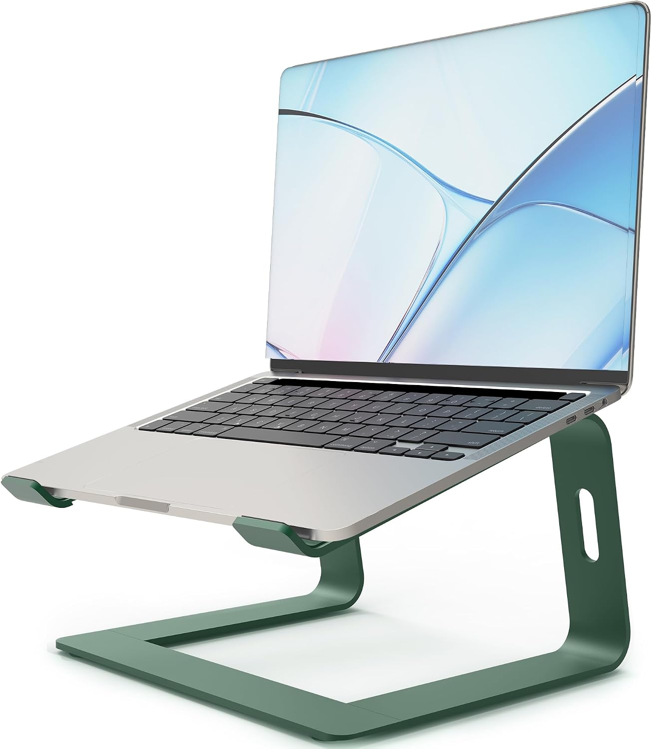 Orionstar Laptop Stand Aluminum Laptop Riser Compatible with Mac MacBook Air Pro 10 to 15.6 Inch Notebook Computer, Ergonomic Elevator Holder (Green) thumbnail 1