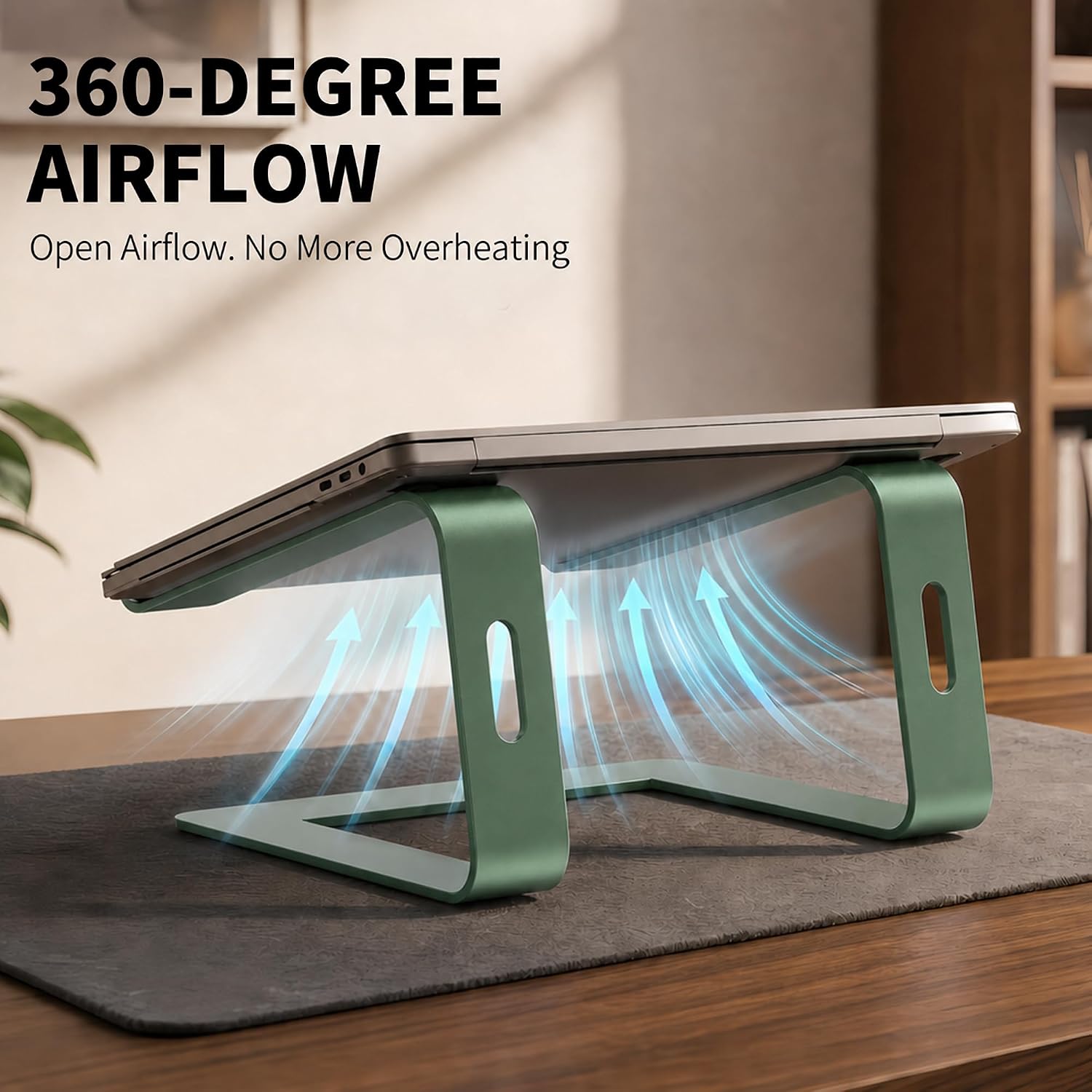 Orionstar Laptop Stand Aluminum Laptop Riser Compatible with Mac MacBook Air Pro 10 to 15.6 Inch Notebook Computer, Ergonomic Elevator Holder (Green) thumbnail 2