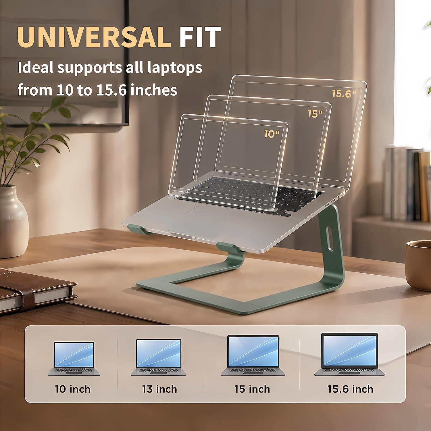 Orionstar Laptop Stand Aluminum Laptop Riser Compatible with Mac MacBook Air Pro 10 to 15.6 Inch Notebook Computer, Ergonomic Elevator Holder (Green) thumbnail 4