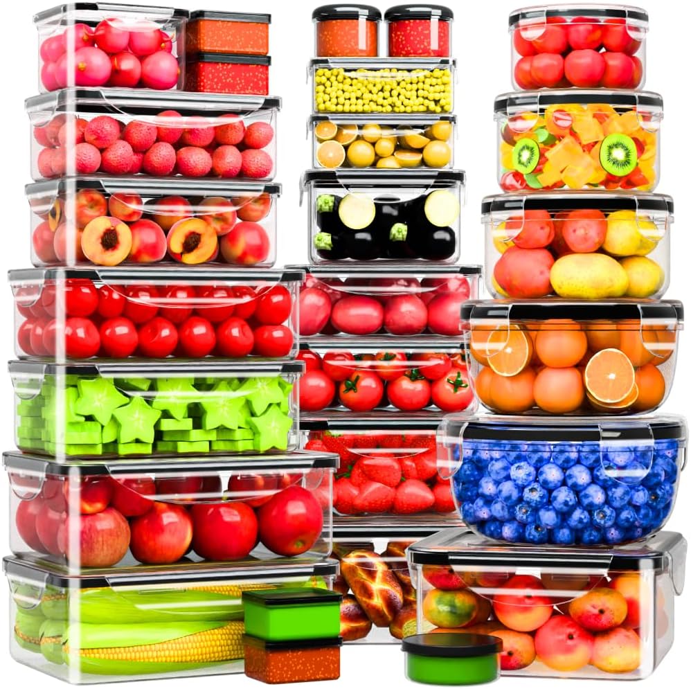 Panxenaulos 54 Pcs Food Storage Containers with Lids Airtight, (27 Containers &27 Lids) Reusable BPA-Free Plastic Food Containers for Kitchen Organization, Leak Proof Freezer/Microwave Safe Meal Prep Lunch Boxes