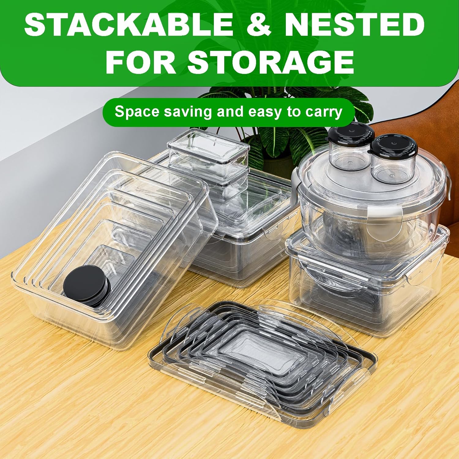 Panxenaulos 54 Pcs Food Storage Containers with Lids Airtight, (27 Containers &27 Lids) Reusable BPA-Free Plastic Food Containers for Kitchen Organization, Leak Proof Freezer/Microwave Safe Meal Prep Lunch Boxes