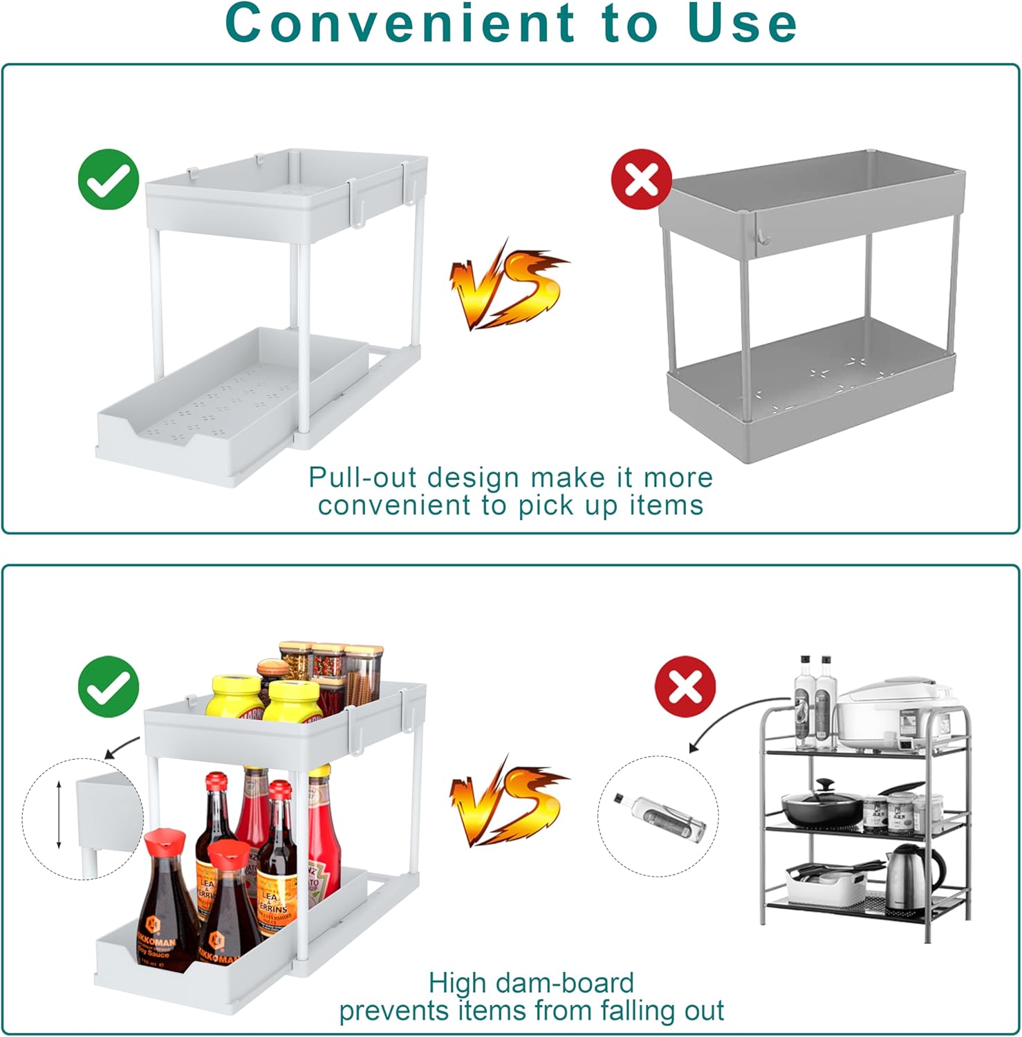 2-PACK Under Sink Organizers|Pull Out Cabinet Organizer|2 Tier Slide Out Sink Shelf Cabinet Storage Shelves For Under Kitchen Bathroom Sink Organizers and Storage.