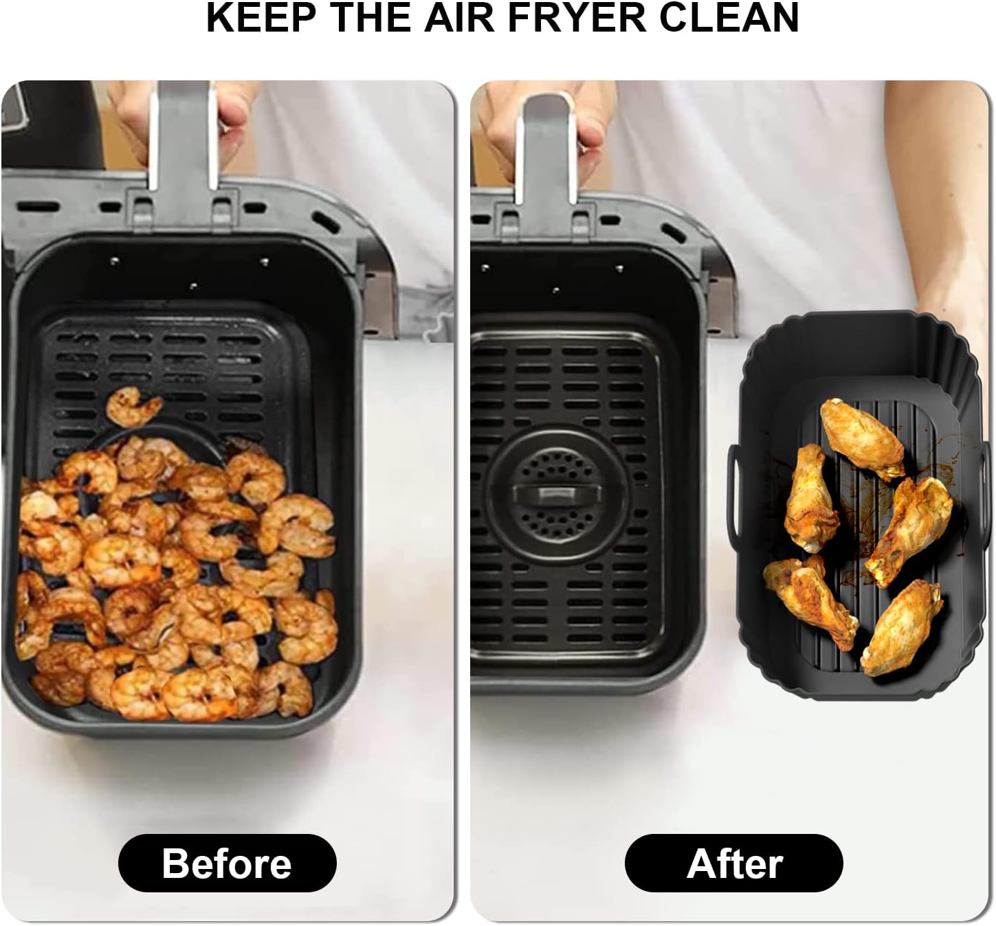 Silicone Air Fryer Liners 2 Pack, Reusable Liners for Ninja Air Fryer Accessories, Compatible with Ninja Foodi DZ201 DZ401 6-in-1 8-10QT Air Fryer Basket