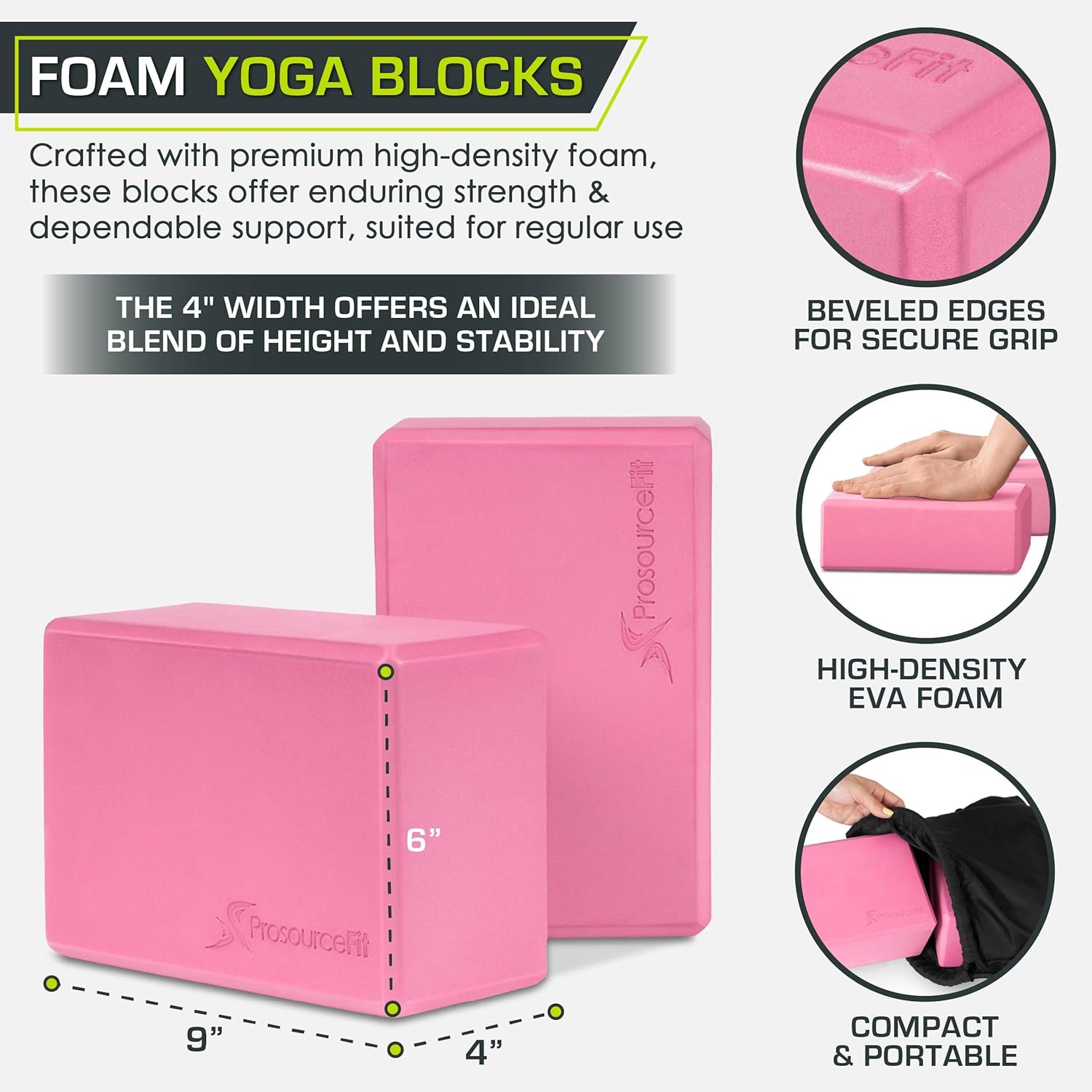 Blocs de yoga mousse ProsourceFit, lot de 2
