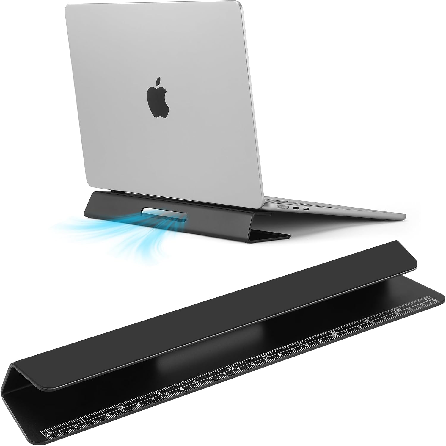 Laptop Cooling Stand Aluminium- Improved Cooling, Ergonomics, Stability, and Versatility - Compatible with MacBook and All Laptop, with Ruler thumbnail 1