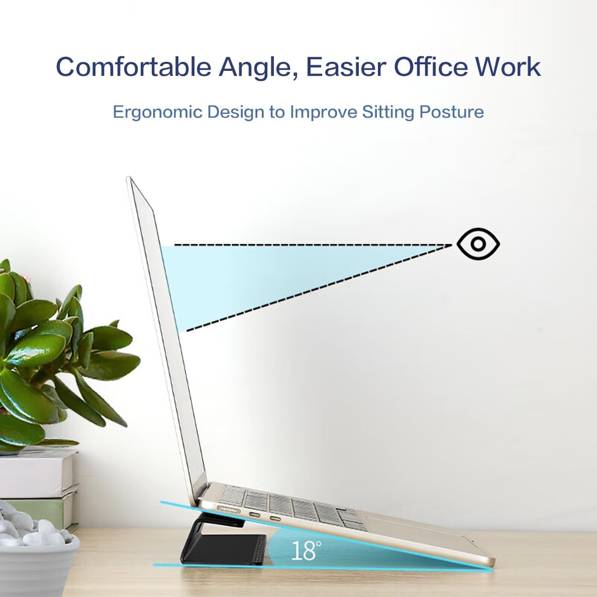 Laptop Cooling Stand Aluminium- Improved Cooling, Ergonomics, Stability, and Versatility - Compatible with MacBook and All Laptop, with Ruler thumbnail 2