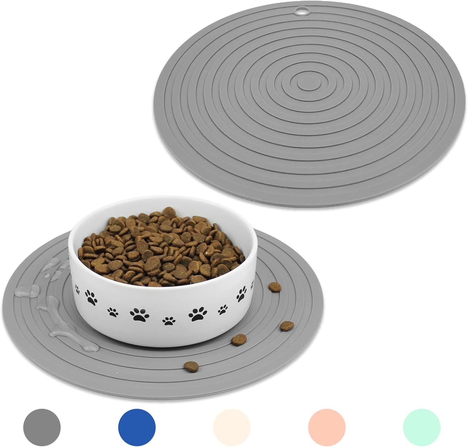 Tapis nourriture animaux Ptlom, lot de 2