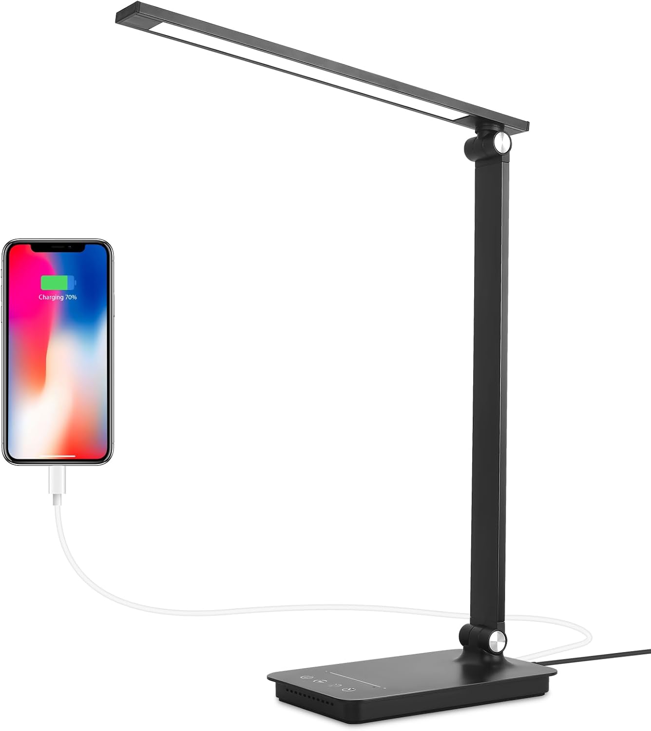 Semlos LED Desk Lamp with USB Charging Port, 25 Lighting Modes, Touch Control Light, 30/60 Min Auto Off Timer, Eye-Caring Night Light with Study Reading Mode, Bedside Table Lamp for Home Office Work