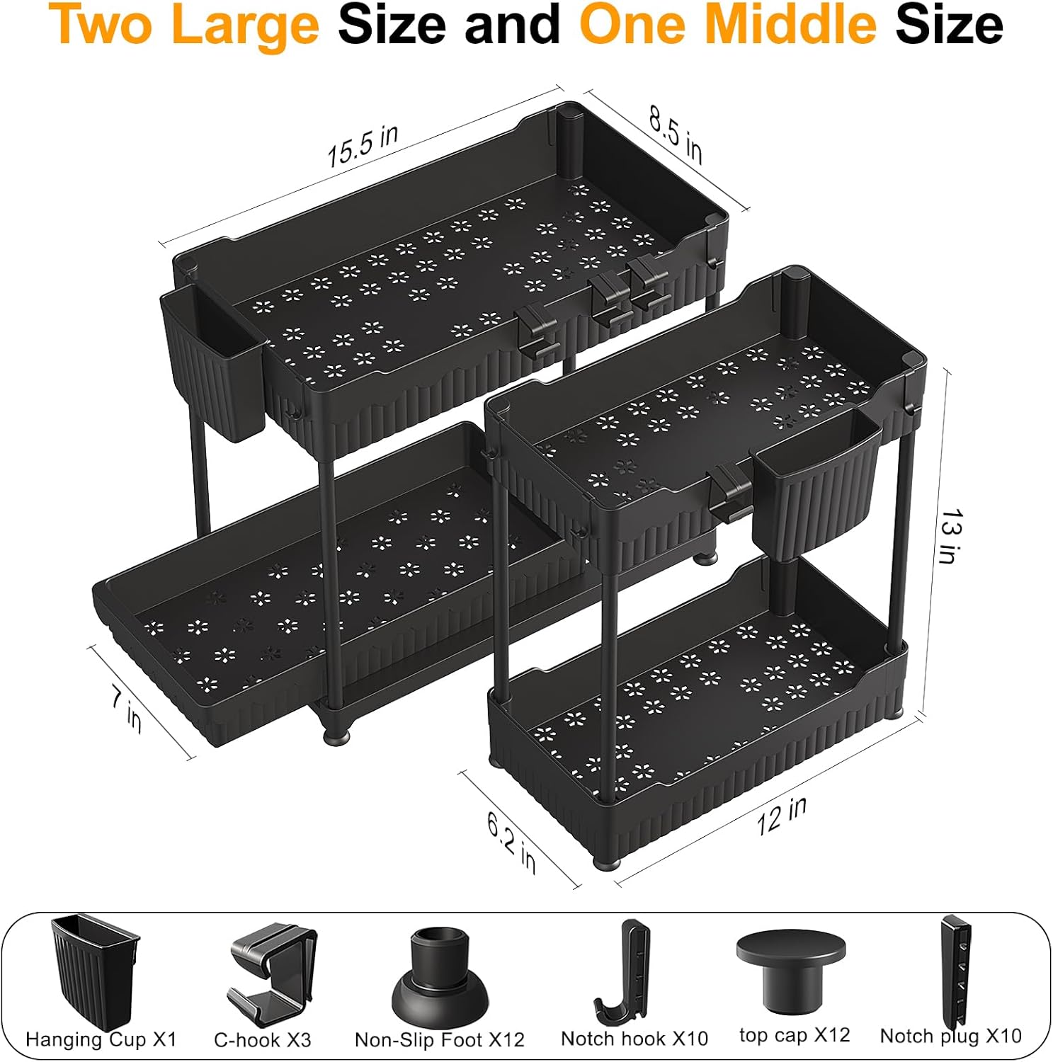 Organisateurs sous évier Sevenblue, lot de 3