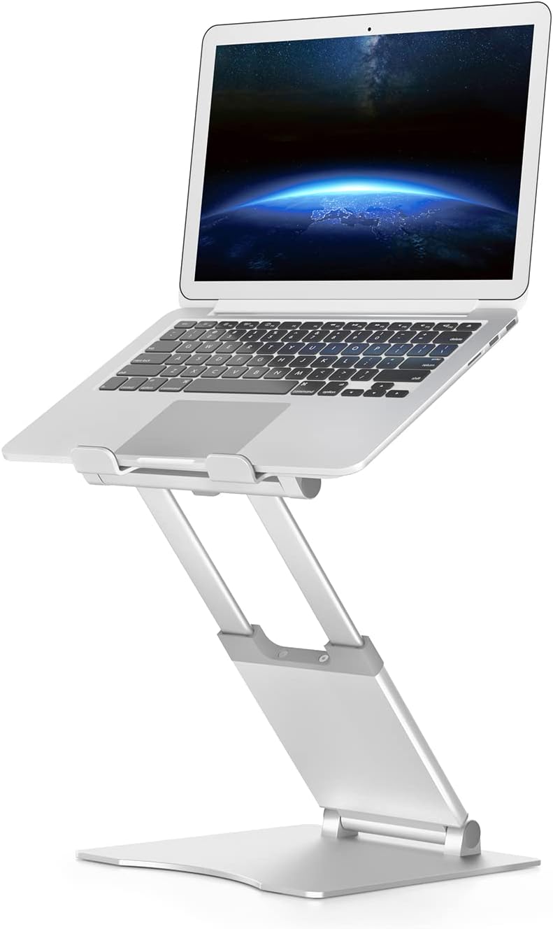 SHOPPINGALL Hight Adjustable and Foldable Laptop Stand, Ergonomic and Portable Aluminum Laptop and Tablets Riser for Desk, Fits All Laptops and Notebooks and Tablets up to 17 Inch 