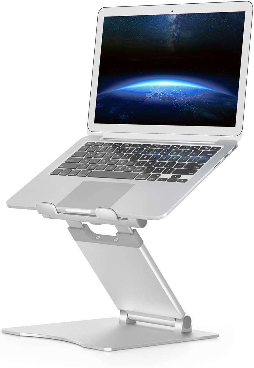 SHOPPINGALL Hight Adjustable and Foldable Laptop Stand, Ergonomic and Portable Aluminum Laptop and Tablets Riser for Desk, Fits All Laptops and Notebooks and Tablets up to 17 Inch 