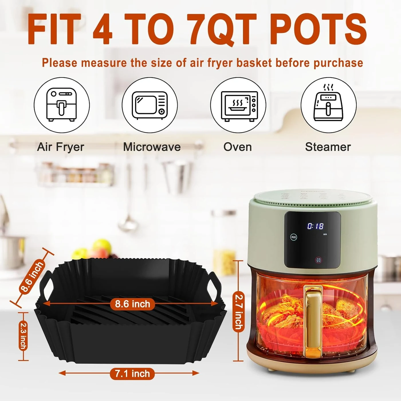 Liners silicone réutilisables pour air fryer