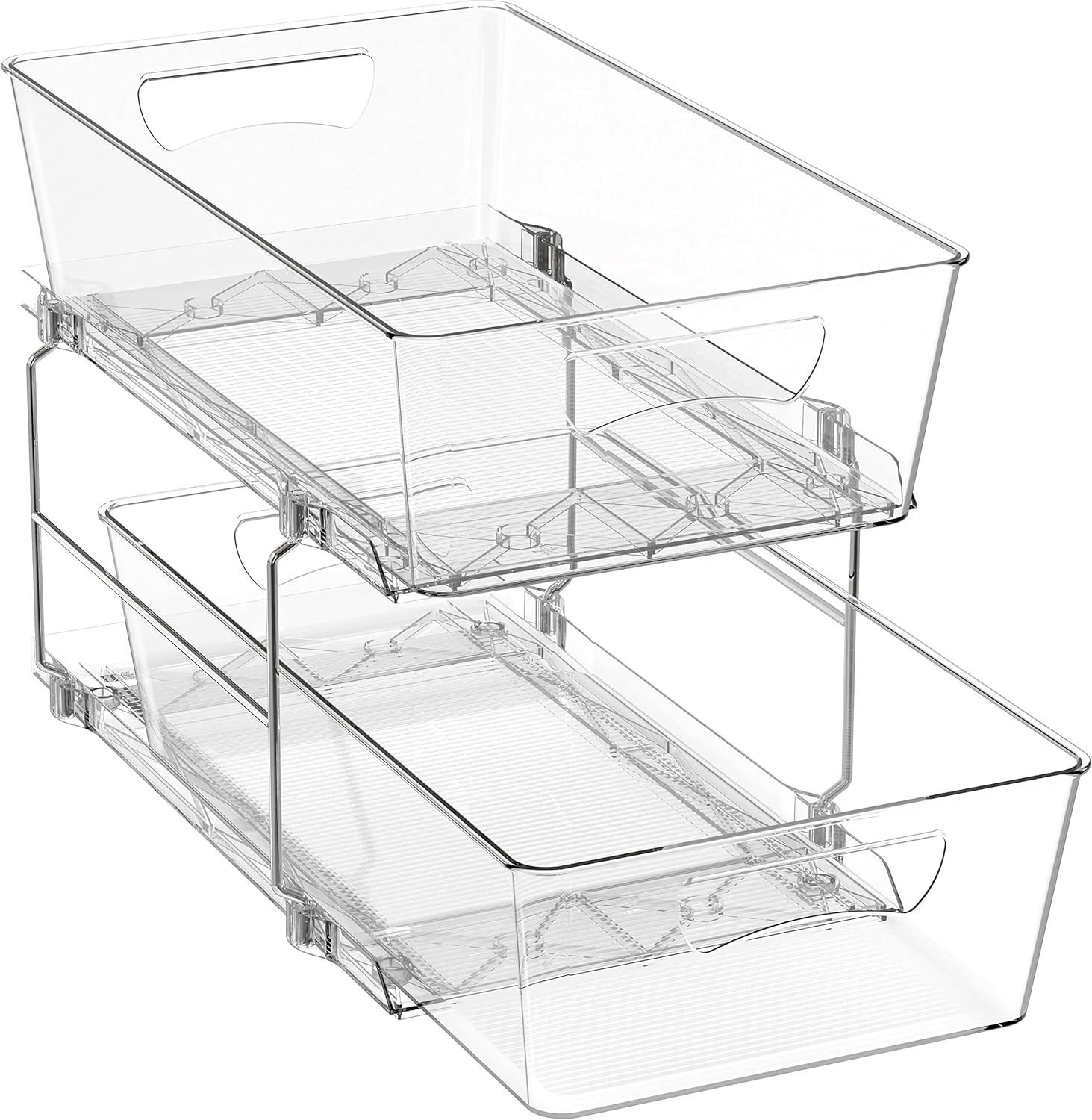 Simple Houseware 2 Tier Under Sink Organizer, Clear Sliding Pull-Out Drawers for Bathroom Storage, 1 Pack thumbnail 1