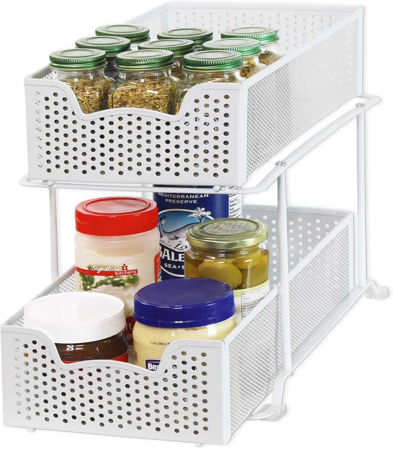 Simple Houseware SimpleHouseware 2 Tier Sliding Cabinet Basket Organizer Drawer, White