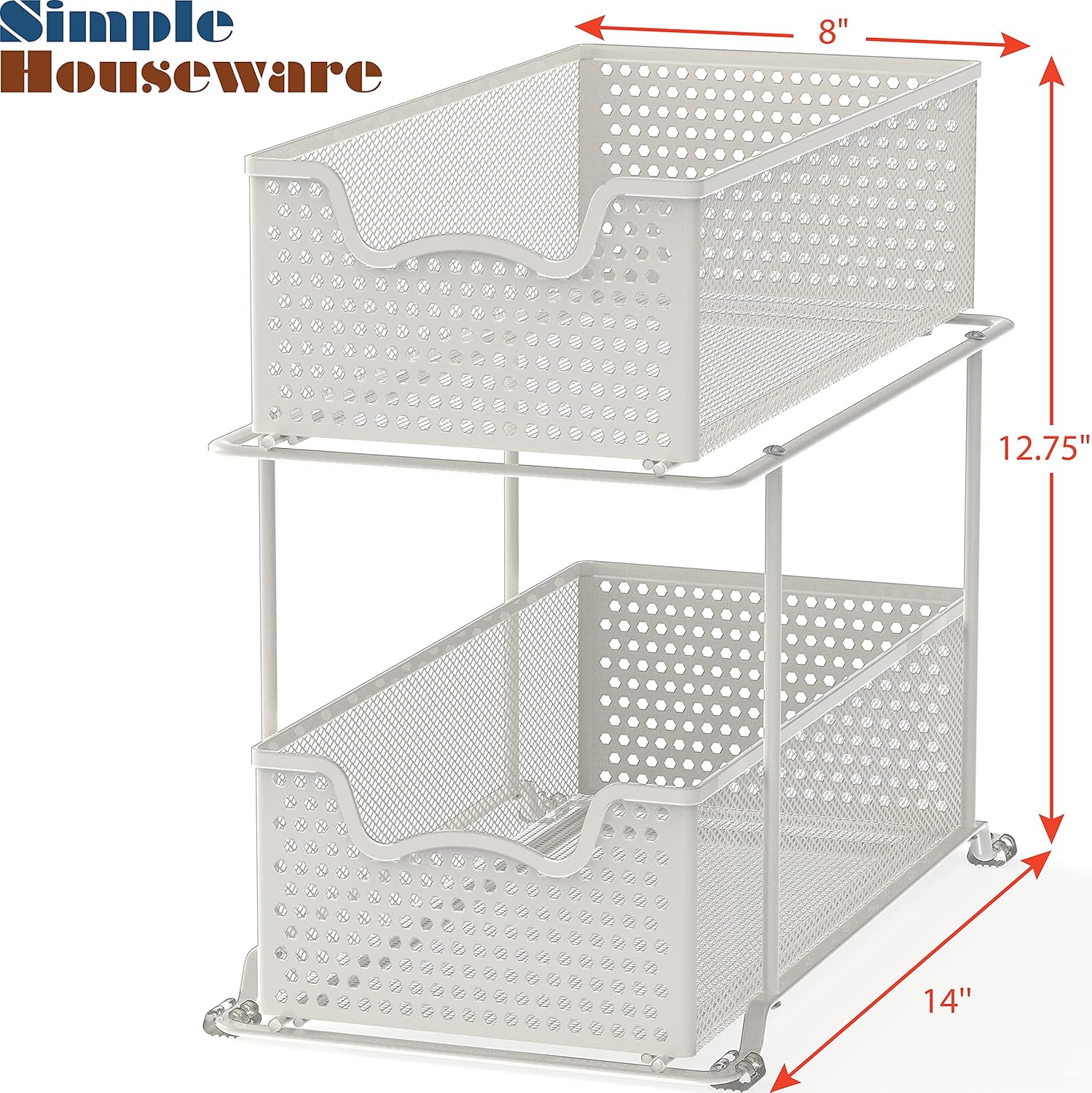 Simple Houseware SimpleHouseware 2 Tier Sliding Cabinet Basket Organizer Drawer, White