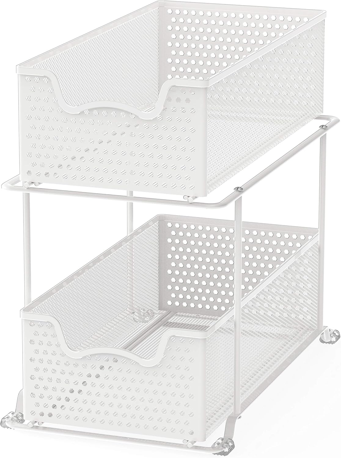 Simple Houseware SimpleHouseware 2 Tier Sliding Cabinet Basket Organizer Drawer, White