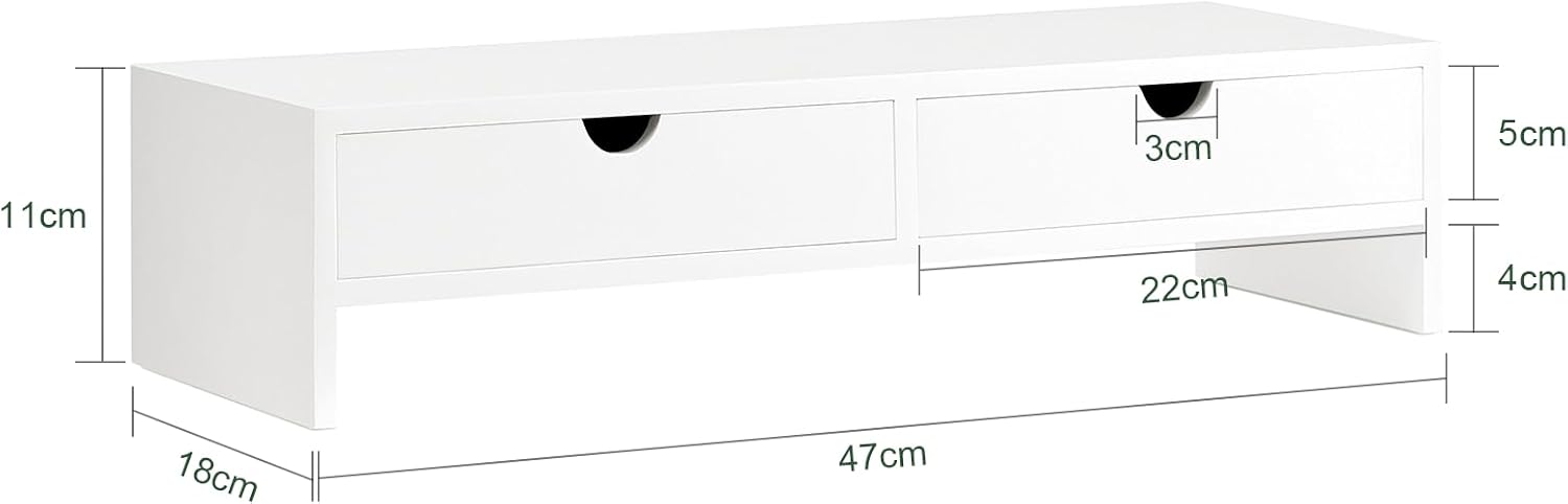 SoBuy Monitor Stand with Drawers for Dual Screens, Fits 32 Inch Monitor | Computer Monitor Riser, VESA Laptop Stand, PC Desktop Organizer Shelf for Office, Home or Gaming Setup, Wh thumbnail 5