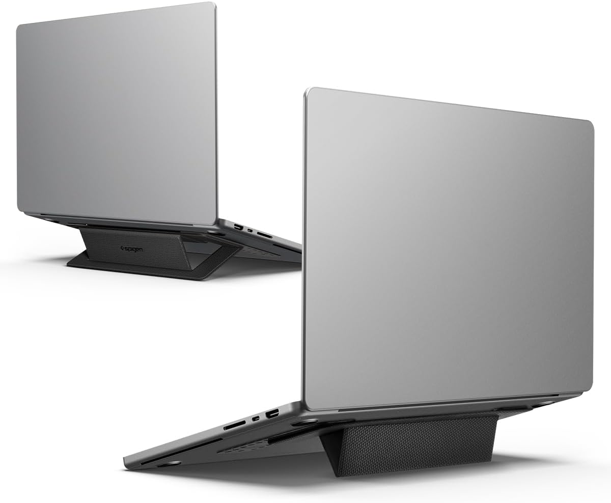 Spigen Slim Fold Laptop Stand Foldable Portable Ergonomic Angle Lift Anti-Slip Compatible with MacBook Neo, MacBook Air, MacBook Pro 11"-16" and More - Black (LD201-S1) thumbnail 1