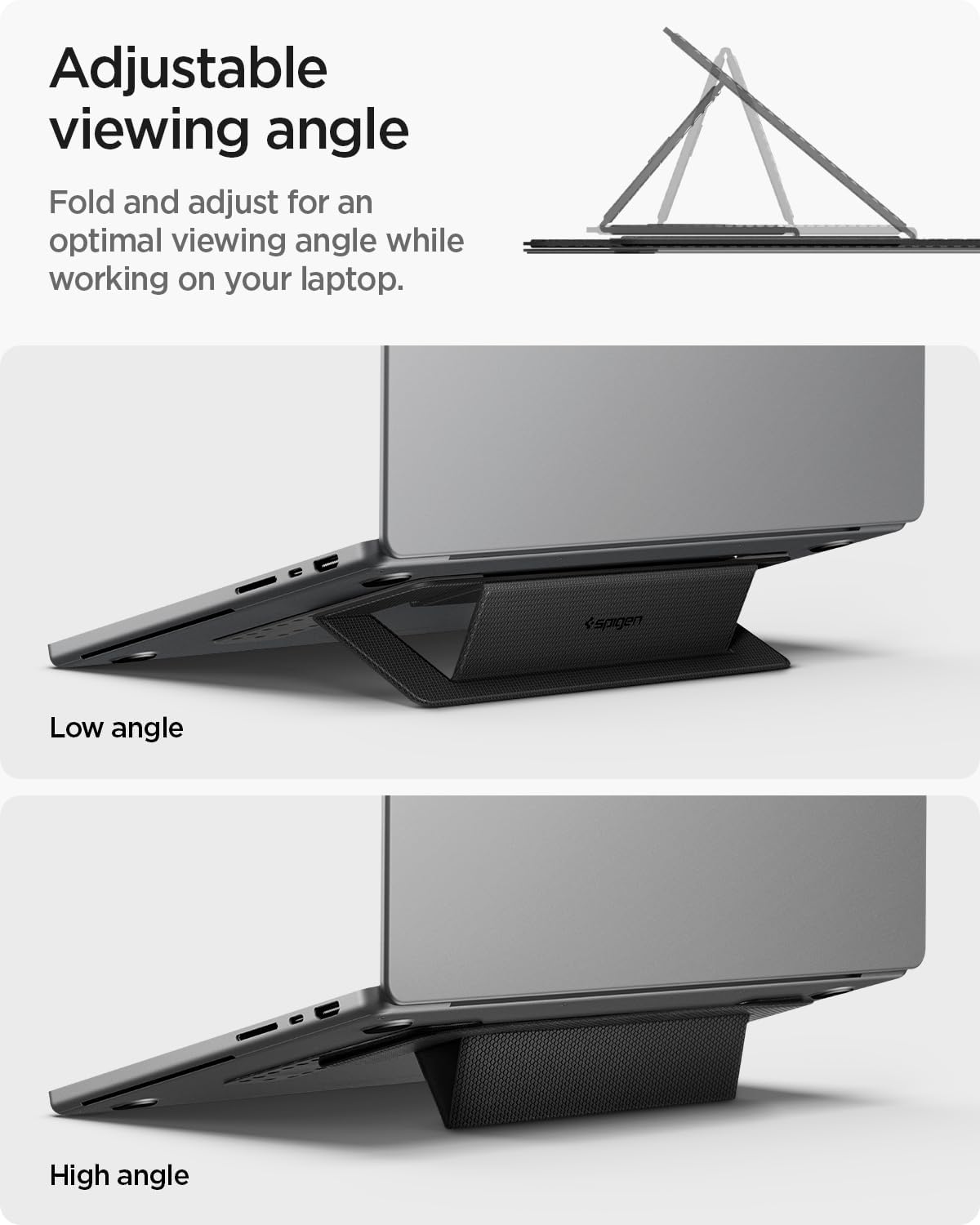 Spigen Slim Fold Laptop Stand Foldable Portable Ergonomic Angle Lift Anti-Slip Compatible with MacBook Neo, MacBook Air, MacBook Pro 11"-16" and More - Black (LD201-S1) thumbnail 5