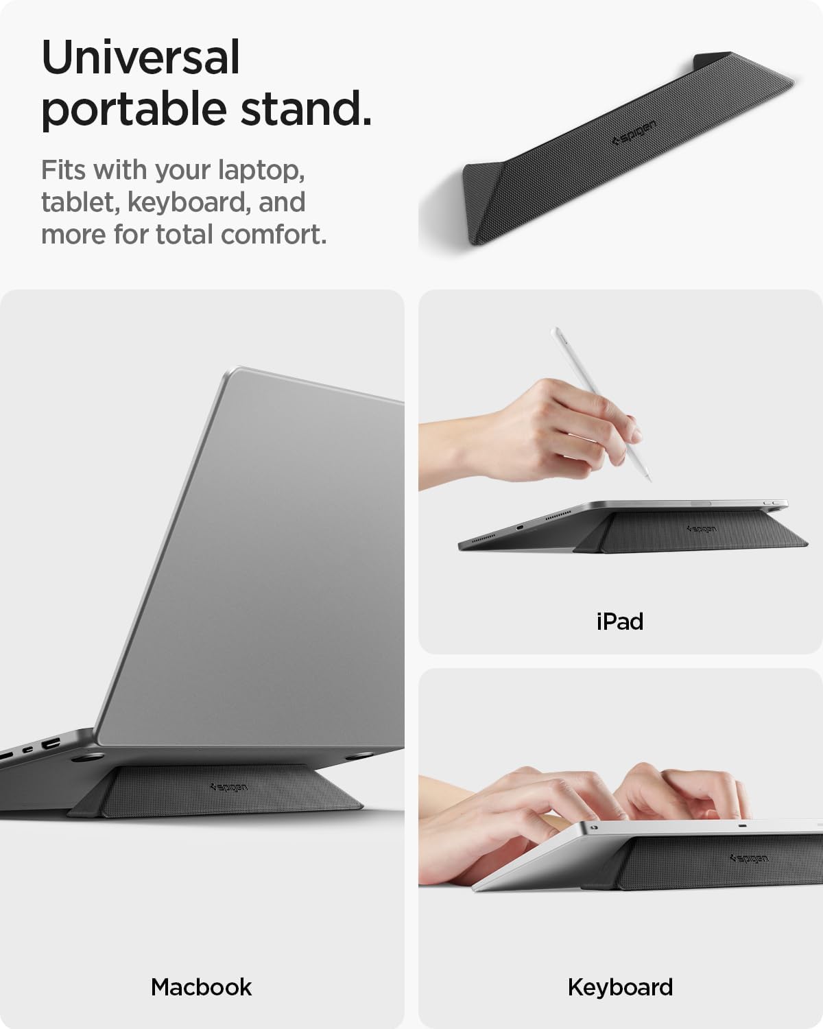 Spigen Slim Fold Portable Laptop Stand Keyboard Riser Foldable Ergonomic Angle Lift Anti-Slip Compatible with MacBook Neo, MacBook Air, MacBook Pro 11"-16" and iPad/Air/Pro and Mor thumbnail 4