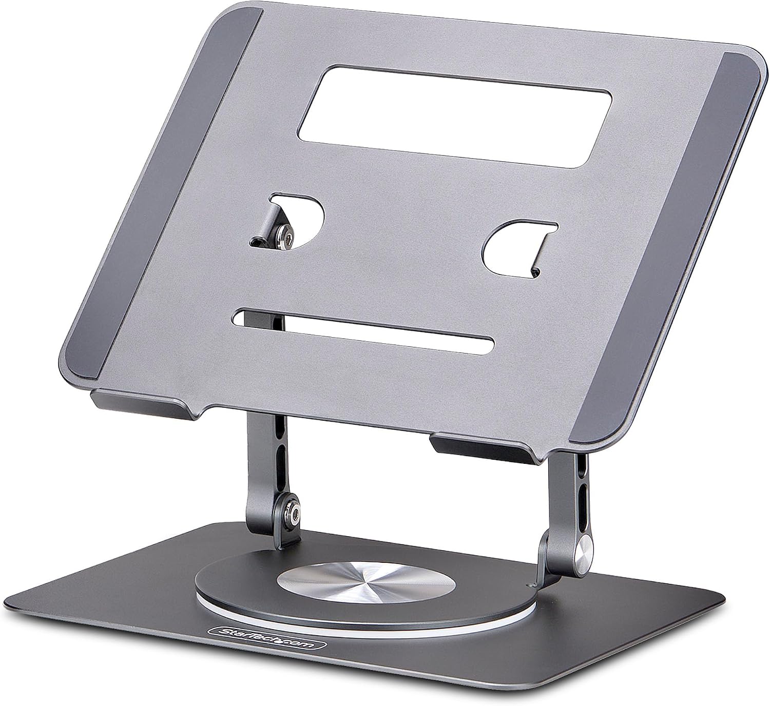 StarTech.com Rotating Laptop Stand, 360 Swivel, Ergonomic Desk Riser for Computer, Adjustable Height/Tilt, 11lb/5kg, Aluminum