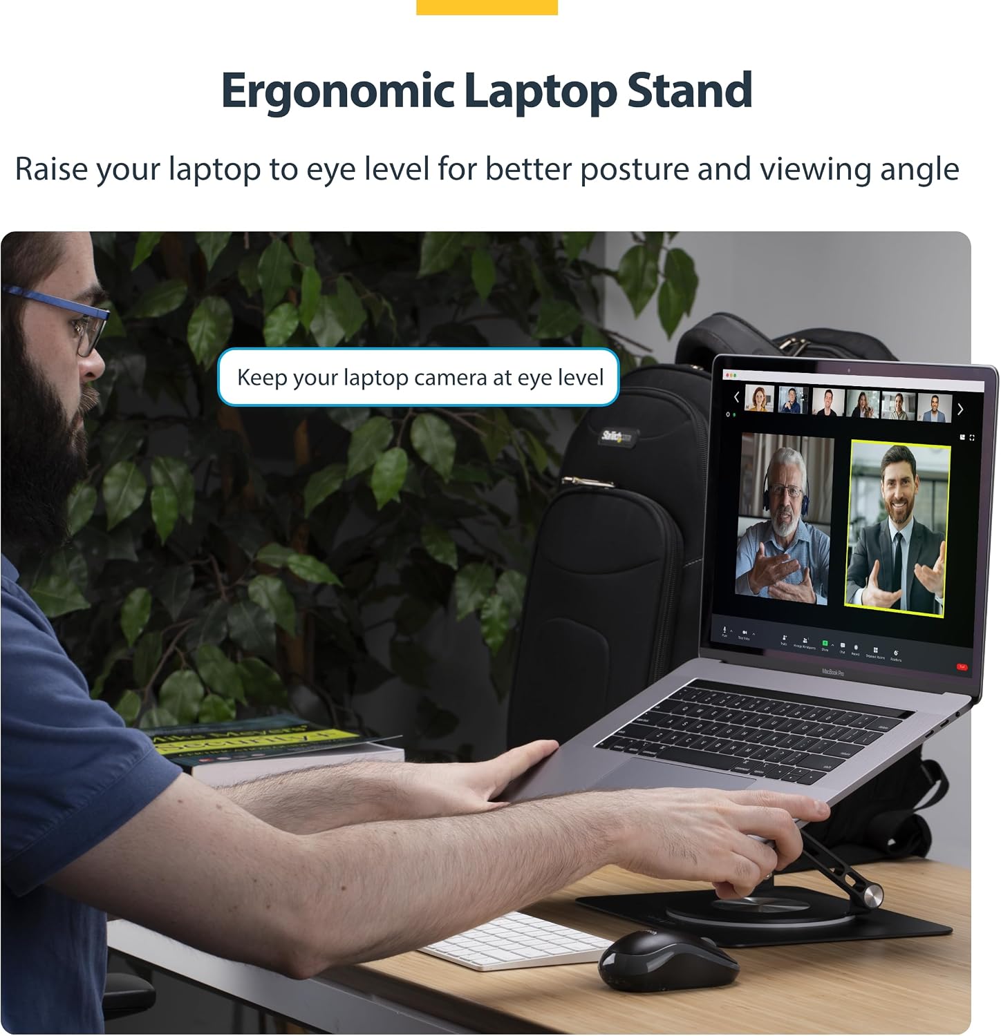 StarTech.com Rotating Laptop Stand, 360 Swivel, Ergonomic Desk Riser for Computer, Adjustable Height/Tilt, 11lb/5kg, Aluminum