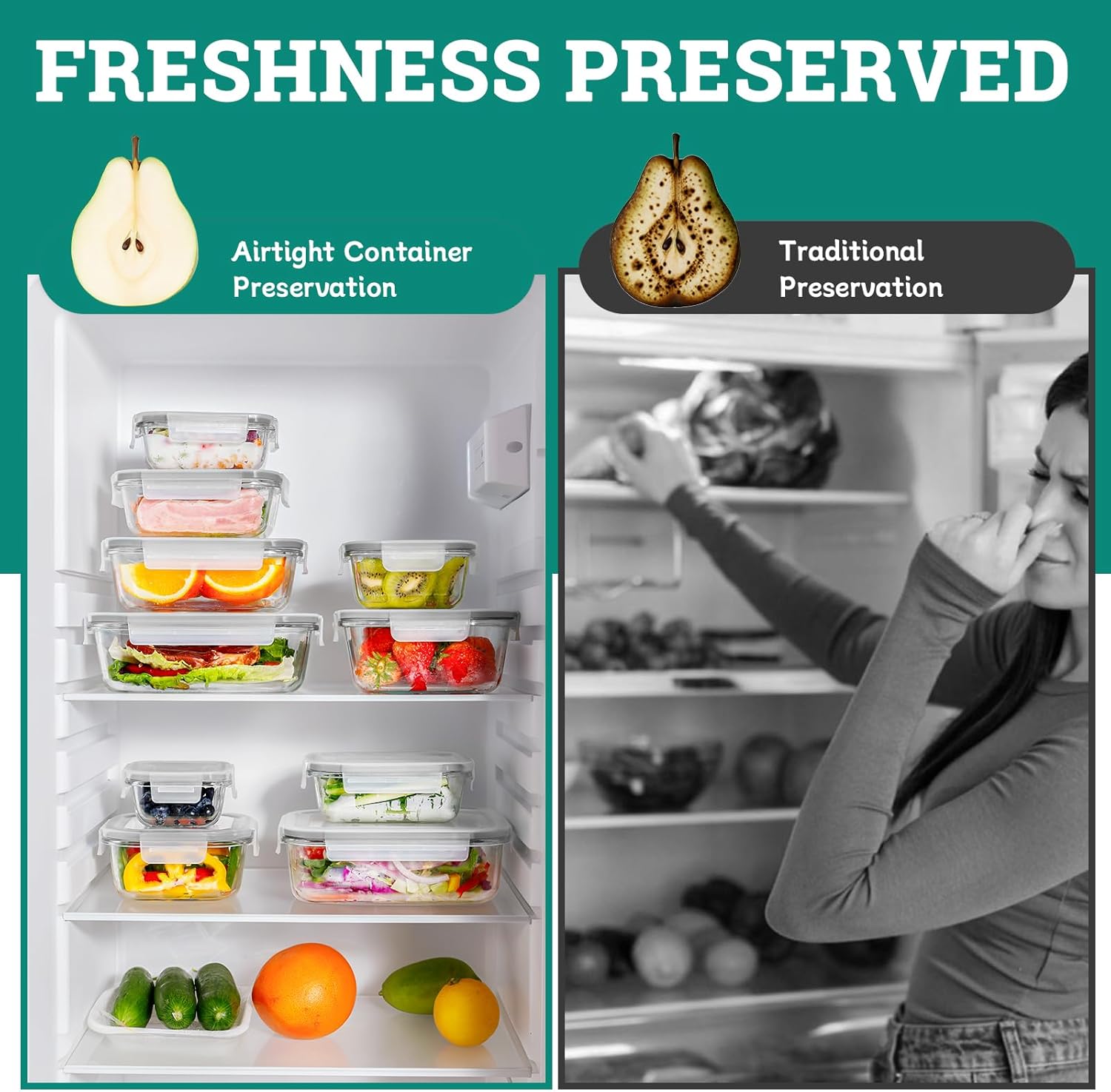 8 pack glass container food storage,meal prep containers with lids,BPA Free and FDA Approved,boite a lunch,Airtight Glass Bento Boxes with Leak Proof Locking Lids,for Freezer,Gray