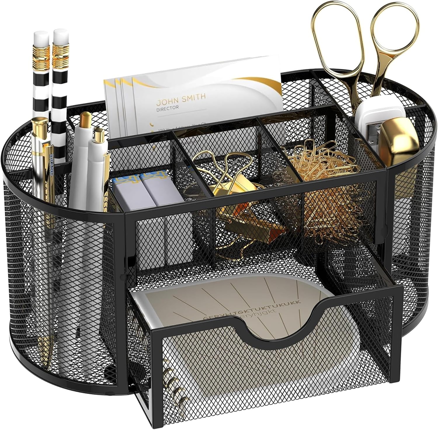 Organisateur de bureau en métal mesh avec tiroirs