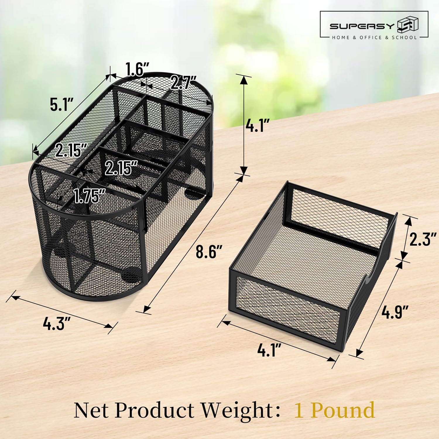 Organisateur de bureau en métal mesh avec tiroirs
