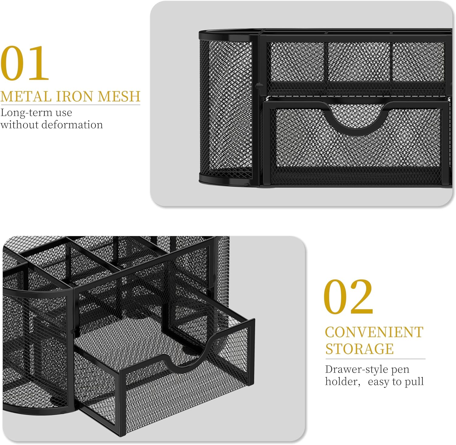 Organisateur de bureau en métal mesh avec tiroirs thumbnail 5