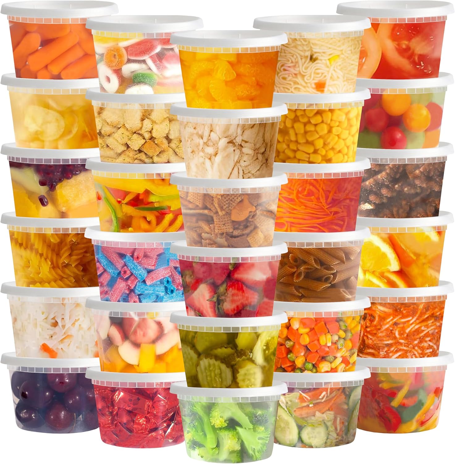 TashiBox 50 Sets 16 Oz Plastic Deli Containers with Lids - Food Storage Containers with Lids - Clear Airtight Meal Prep Containers, BPA Free, Stackable, Leakproof, Microwave and Fr