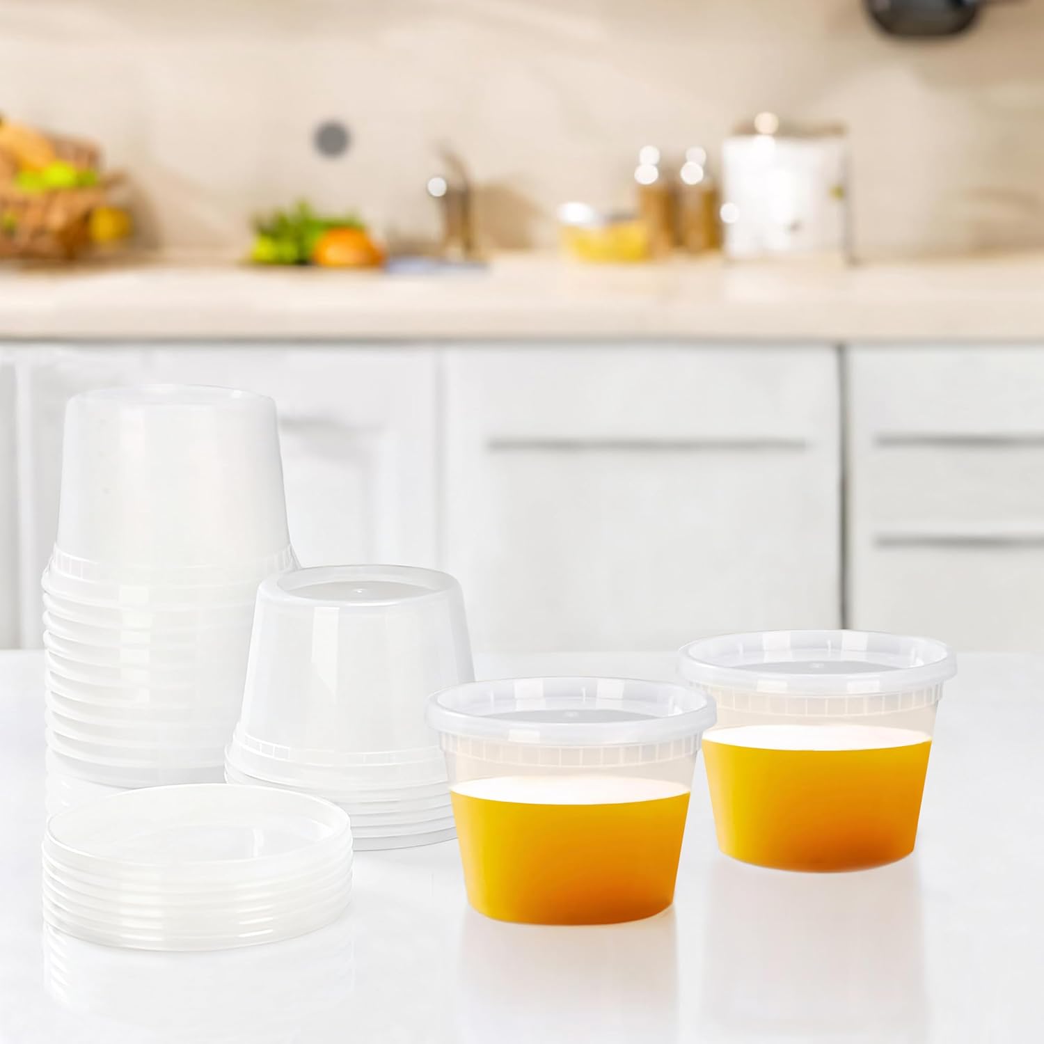 TashiBox 50 Sets 16 Oz Plastic Deli Containers with Lids - Food Storage Containers with Lids - Clear Airtight Meal Prep Containers, BPA Free, Stackable, Leakproof, Microwave and Fr
