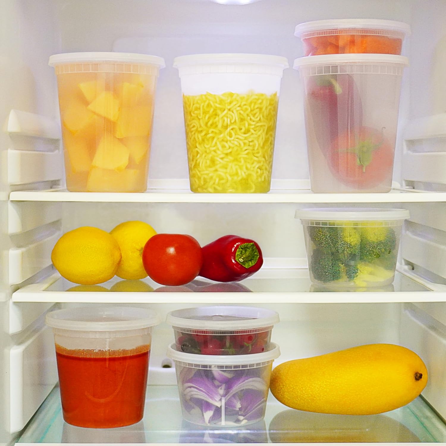 TashiBox 50 Sets 16 Oz Plastic Deli Containers with Lids - Food Storage Containers with Lids - Clear Airtight Meal Prep Containers, BPA Free, Stackable, Leakproof, Microwave and Fr