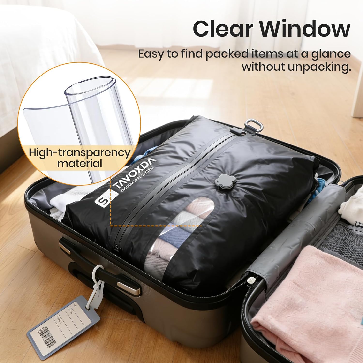 Vacuum Storage Bag with Wireless Portable Electric Air Pump, Lightweight Durable Vacuum Sealer Compression Bag, Reusable Space Saver Storage Bag for Cloths, Travel, Luggage Storage