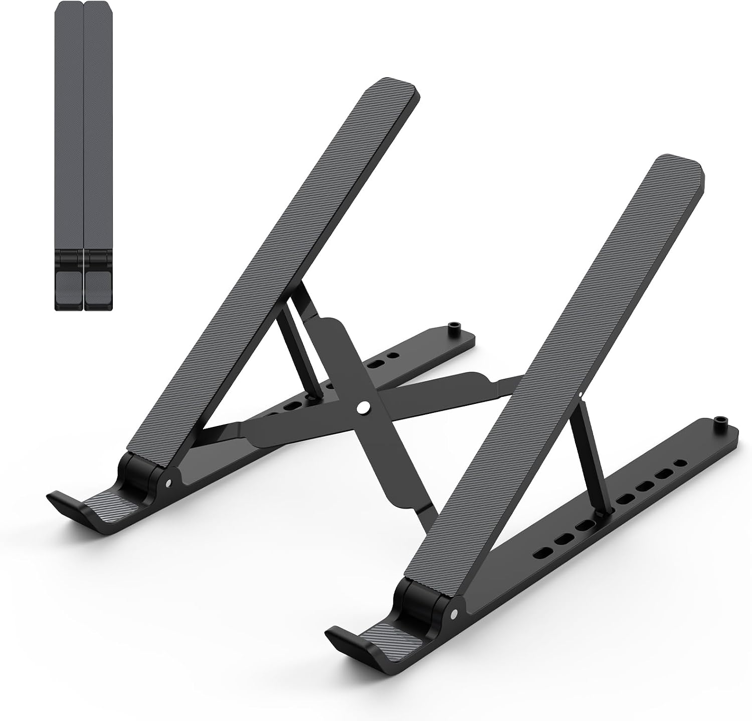 Laptop Stand for Desk, Adjustable Laptop Riser ABS+Silicone Foldable Portable Laptop Holder, Ventilated Cooling Pad Notebook Stand for 10-15.6” Laptops,Tablet-Black thumbnail 1