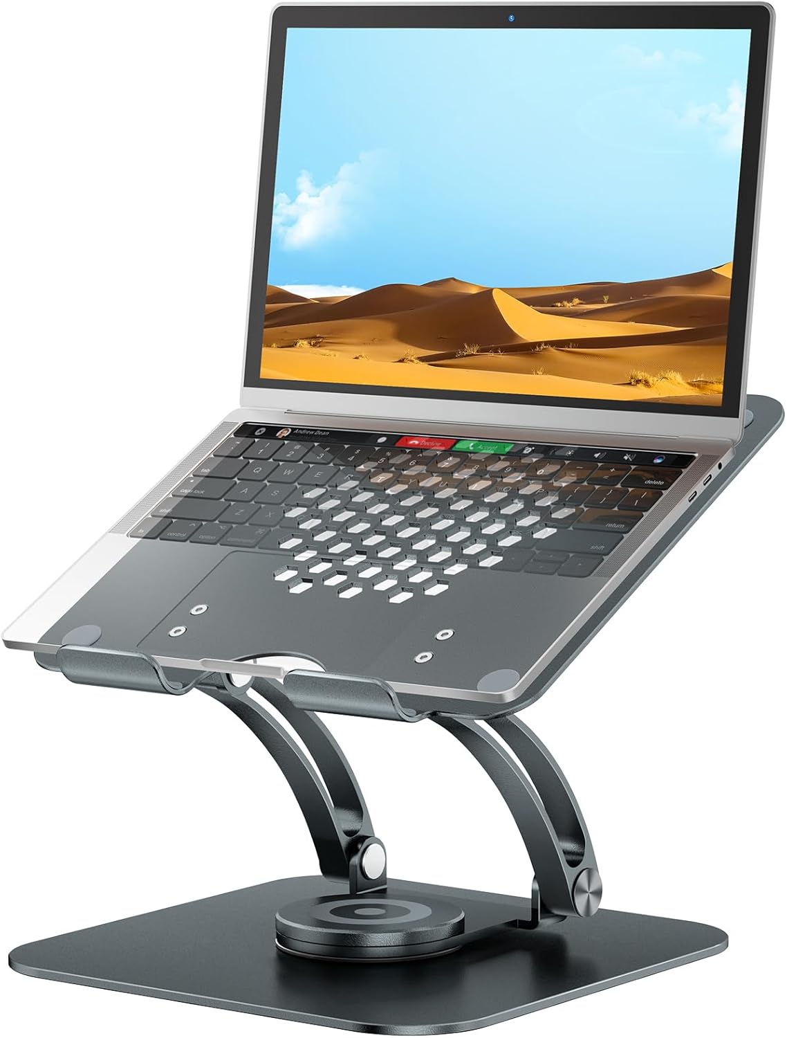 Tounee Swivel Laptop Stand for Desk, Ergonomic Laptop Holder with 360° Rotating Base, Adjustable Computer Stand Laptop Riser Compatible with Air, Pro, All Laptop 10-16"-Gray thumbnail 1