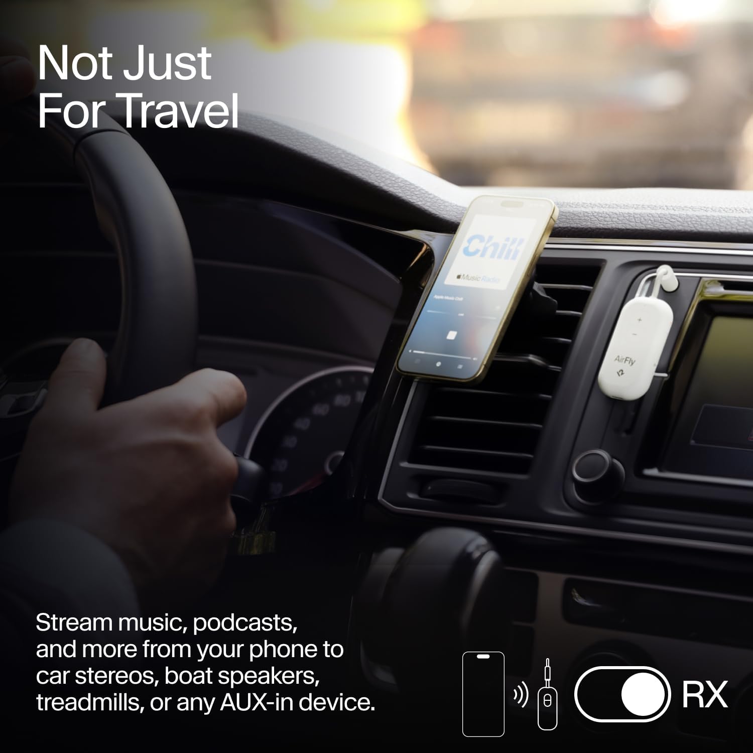 Twelve South AirFly Pro 2 Bluetooth Adapter for Airplane, Pair 2 AirPods or Wireless Headphones – 3.5mm AUX Bluetooth Transmitter and Receiver for Cars, Boats, Treadmills, TVs & Mo
