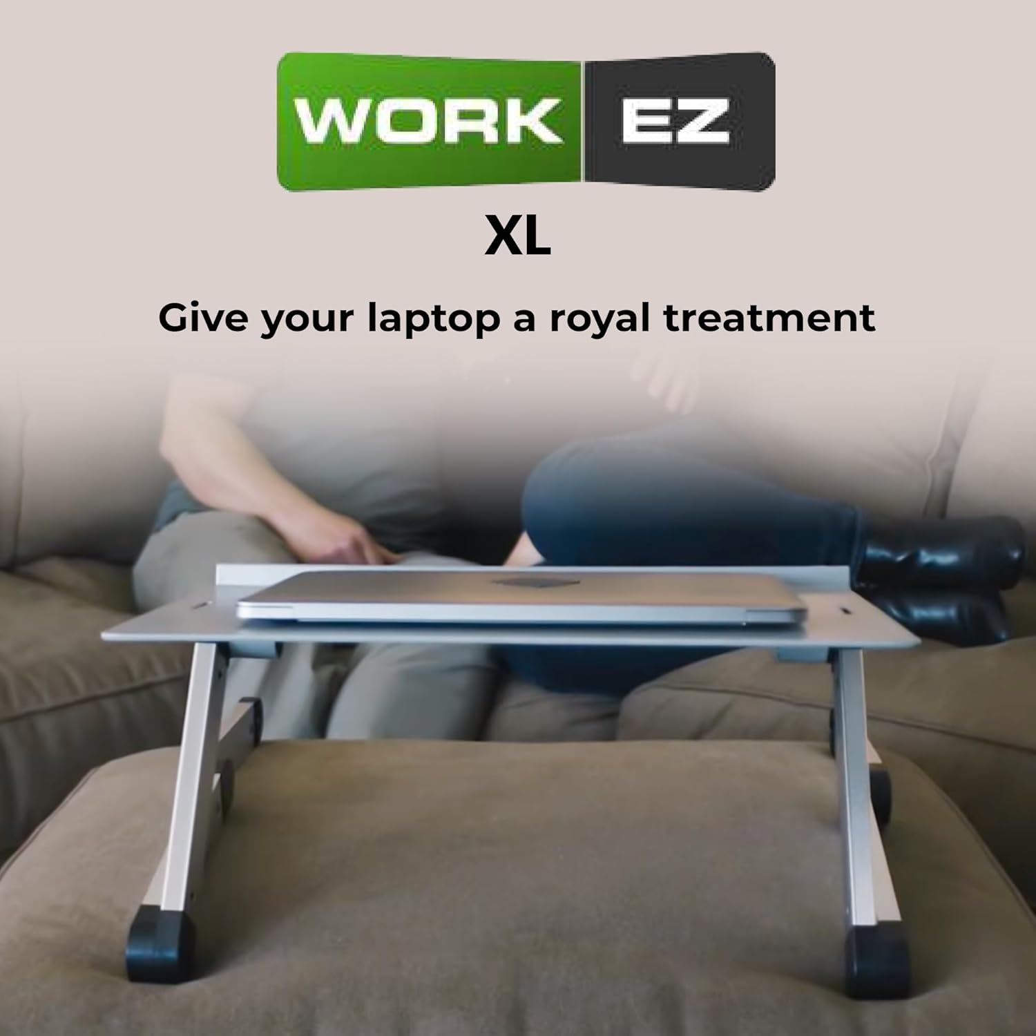 Uncaged Ergonomics WorkEZ Adjustable Laptop Stand for Desk, Laptop Stand Adjustable Height, Foldable Aluminum Cooling Computer Holder & Riser for Desk Bed, Black, XL thumbnail 2