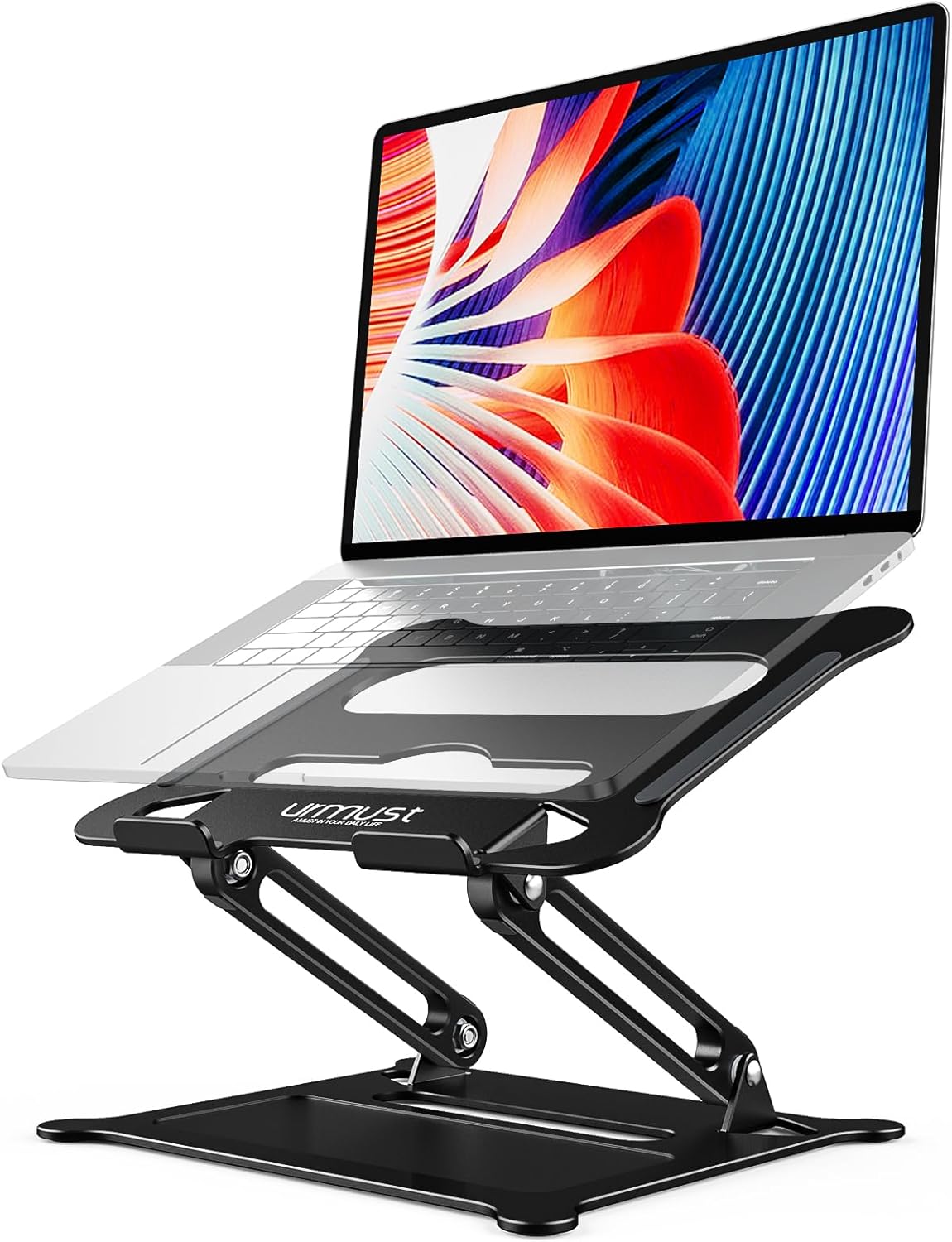 Urmust Laptop Notebook Stand Holder, Ergonomic Adjustable Ultrabook Stand Riser Portable with Heat-Vent Compatible with MacBook Air Pro, Dell, HP, Lenovo Light Weight Aluminum Up t