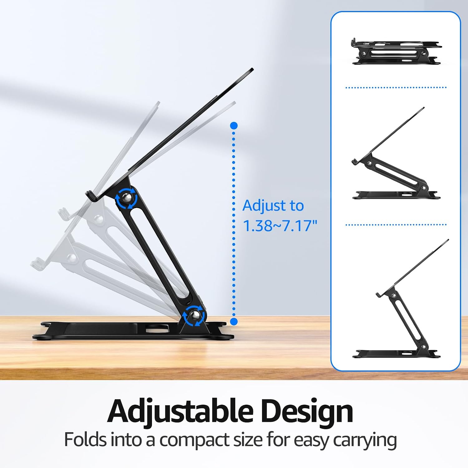 Urmust Laptop Notebook Stand Holder, Ergonomic Adjustable Ultrabook Stand Riser Portable with Heat-Vent Compatible with MacBook Air Pro, Dell, HP, Lenovo Light Weight Aluminum Up t