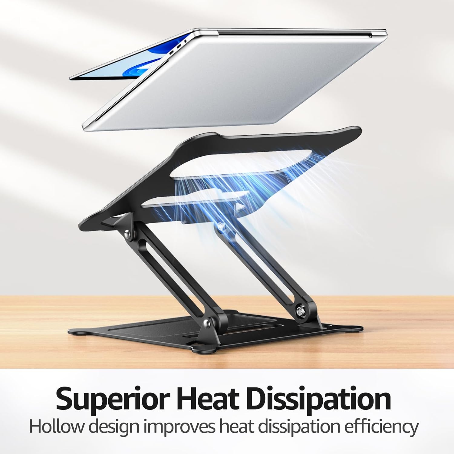 Urmust Laptop Notebook Stand Holder, Ergonomic Adjustable Ultrabook Stand Riser Portable with Heat-Vent Compatible with MacBook Air Pro, Dell, HP, Lenovo Light Weight Aluminum Up t