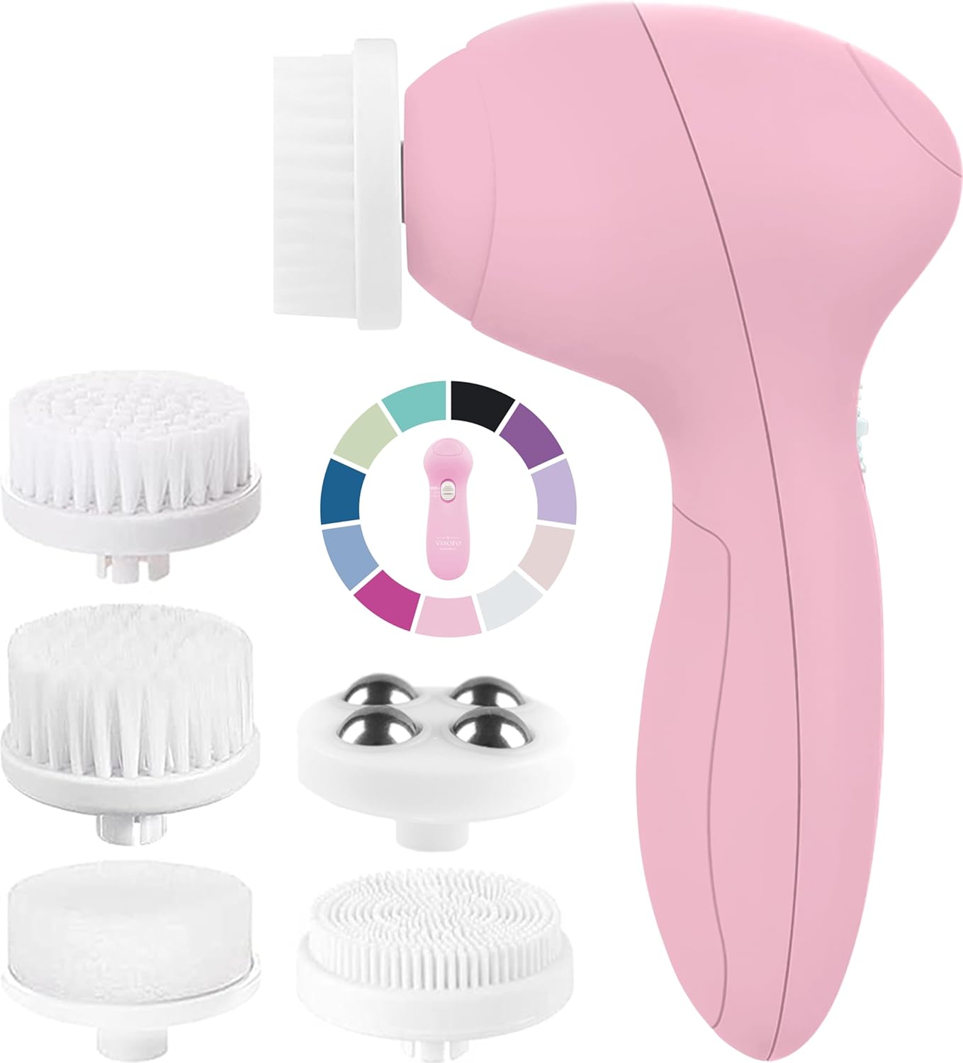 VISOFO Facial Cleansing Brush Face Scrubber Exfoliating Cleaning Skin Care Cleanser Wash Women Girls Electric Beauty Powered Exfoliator Skincare Spin Tools Scrub Washer Self Care by VISOFO (Rose Quartz)