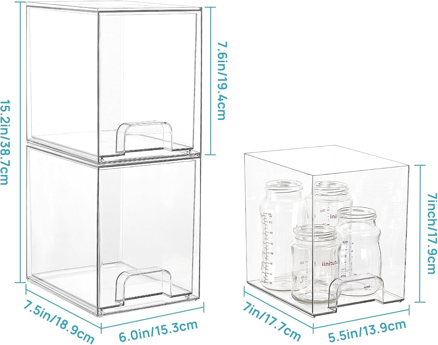Tiroirs de rangement transparents empilables Vtopmart