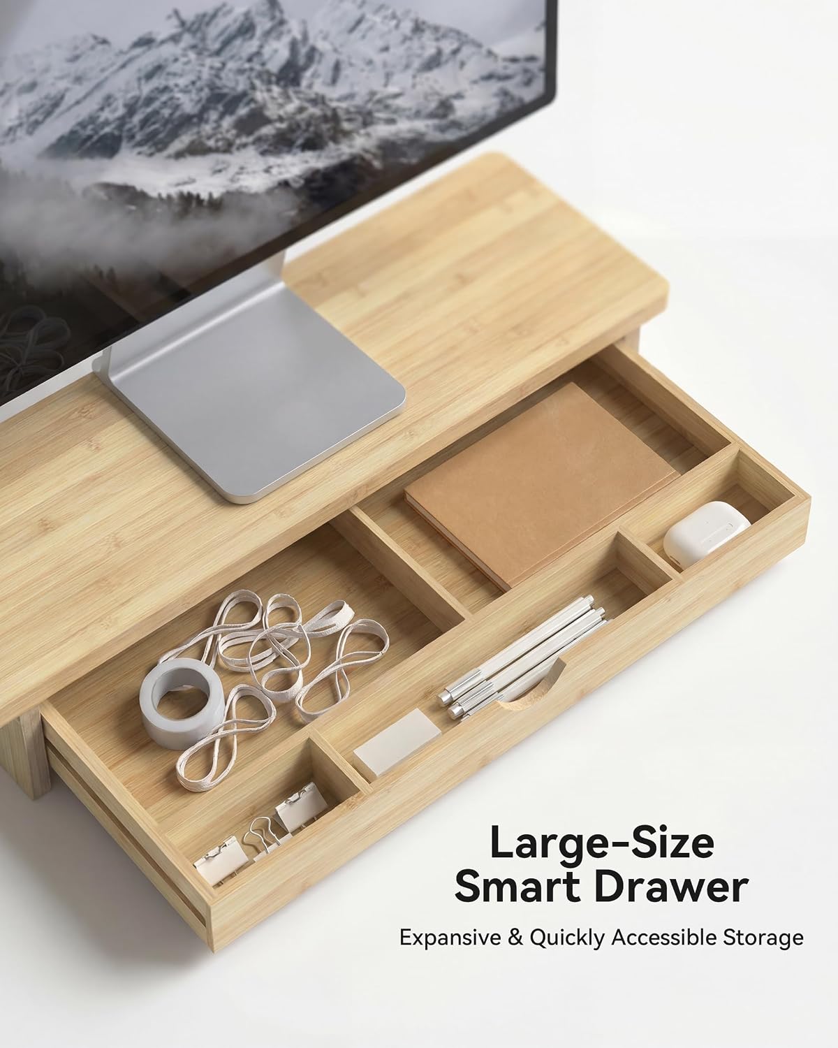 WELL WENG 23" Monitor Stand Riser with Large Drawer Keyboard Storage thumbnail 3