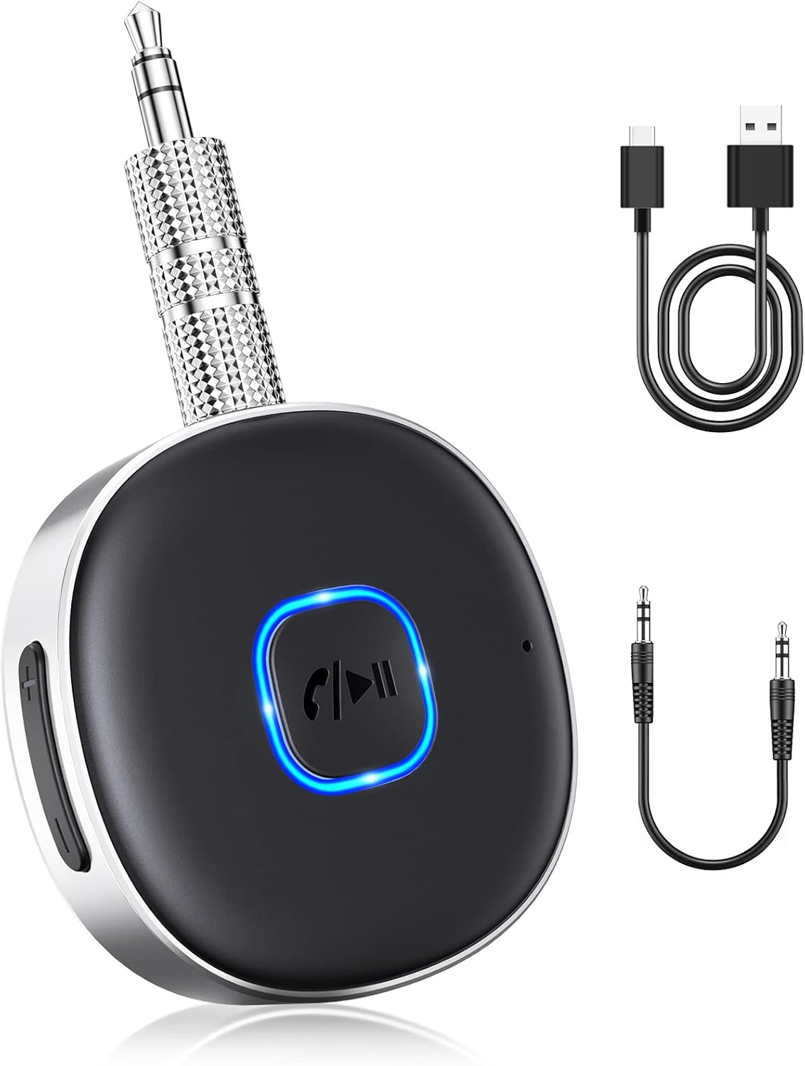 WOCBUY Bluetooth Adapter for Car, 3.5mm AUX Bluetooth Receiver for Music Streaming, Bluetooth 5.0 Wireless Audio Receiver for Car/Home Stereo/Wired Headphones/Speaker, Dual Connect thumbnail 1