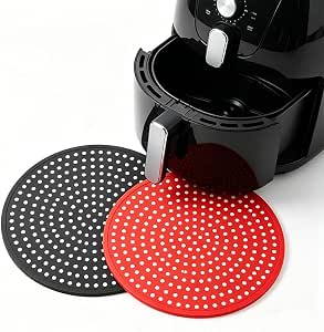 2 Pack Reusable Air Fryer Liners for 5-7QT Fryers,Silicone Air Fryer Liners Easy to Clean Air Fryer Accessories Non-Stick Parchment Paper Replacement (9", Round)