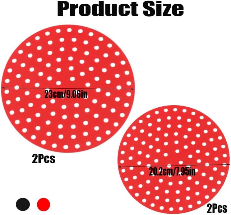 2 Pack Reusable Air Fryer Liners for 5-7QT Fryers,Silicone Air Fryer Liners Easy to Clean Air Fryer Accessories Non-Stick Parchment Paper Replacement (9", Round) thumbnail 3